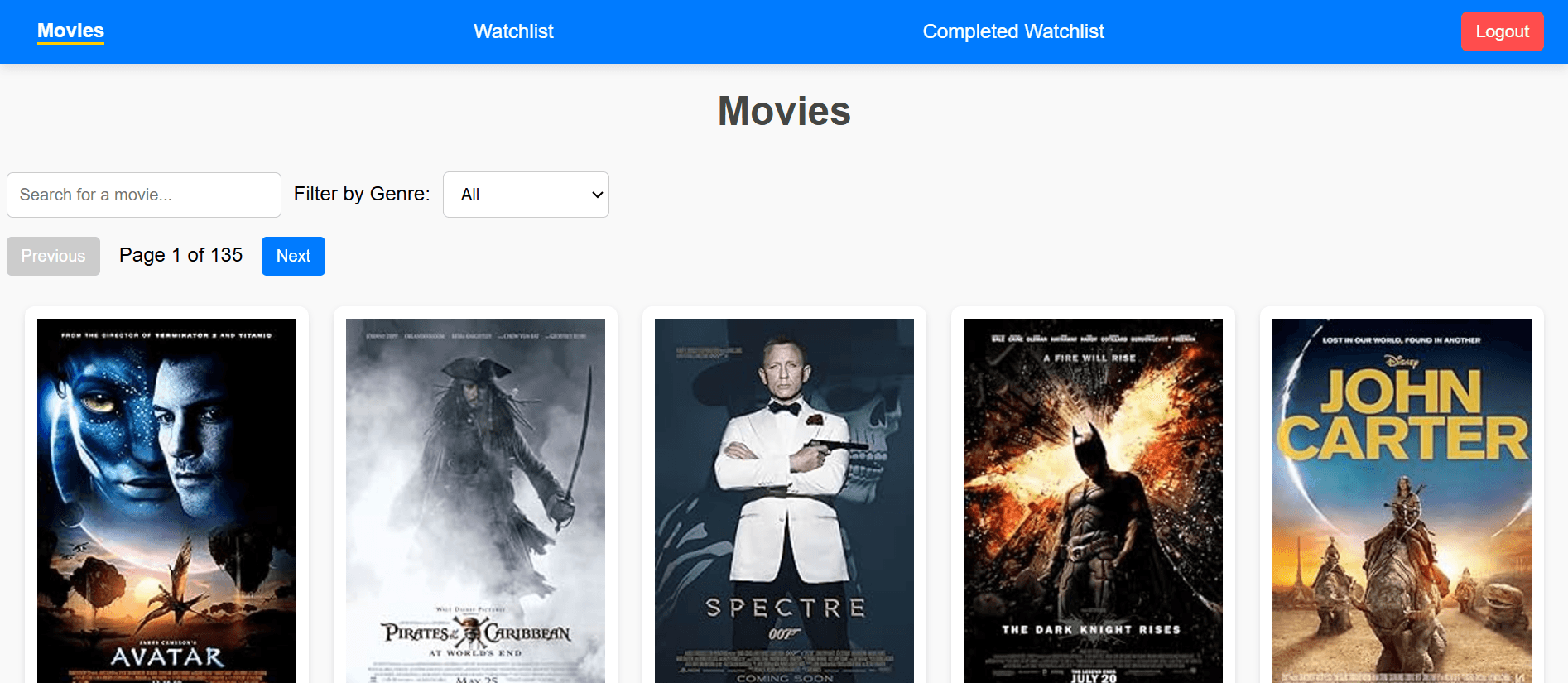 Full-Stack Movie Review Application screenshot